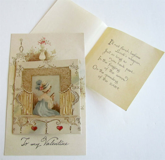 VALENTINE DAY ANTIQUE OPEN UP POSTCARD w/ LOVE MESSAGE