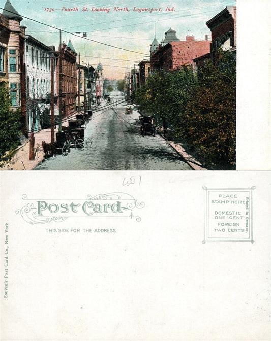 LOGANSPORT IN FOURTH STREET UNDIVIDED ANTIQUE POSTCARD