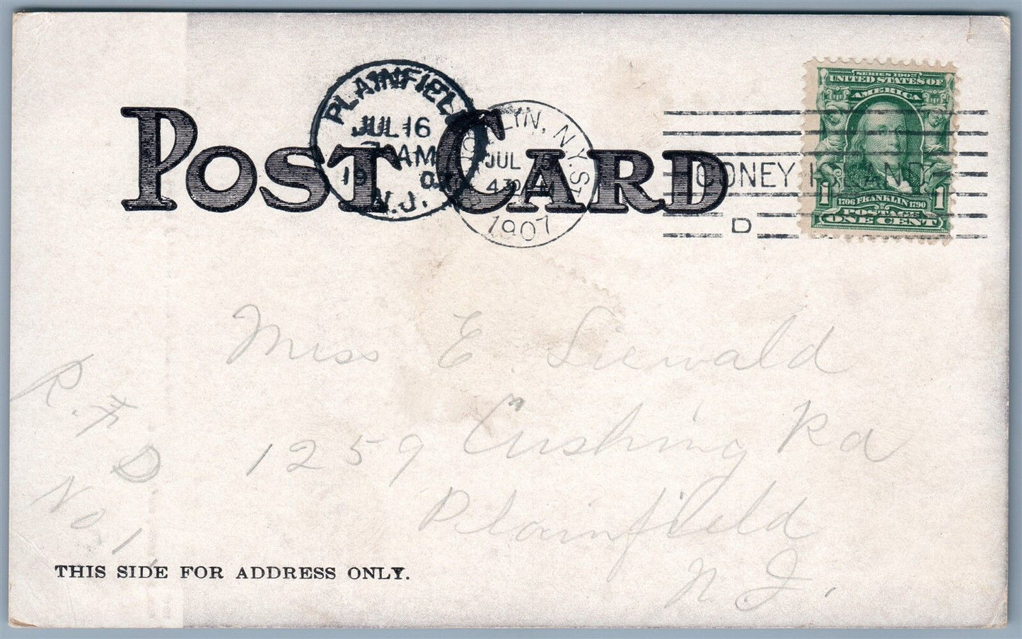 BROOKLYN NY CONEY ISLAND LUNA PARK ENTRANCE 1907 UNDIVIDED ANTIQUE POSTCARD