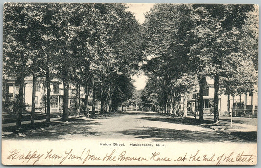 HACKENSACK NJ UNION STREET 1905 UNDIVIDED ANTIQUE POSTCARD