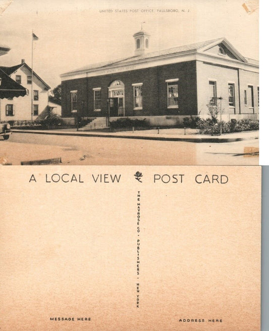 PAULSBORO N.J UNITED STATES POST OFFICE ANTIQUE POSTCARD