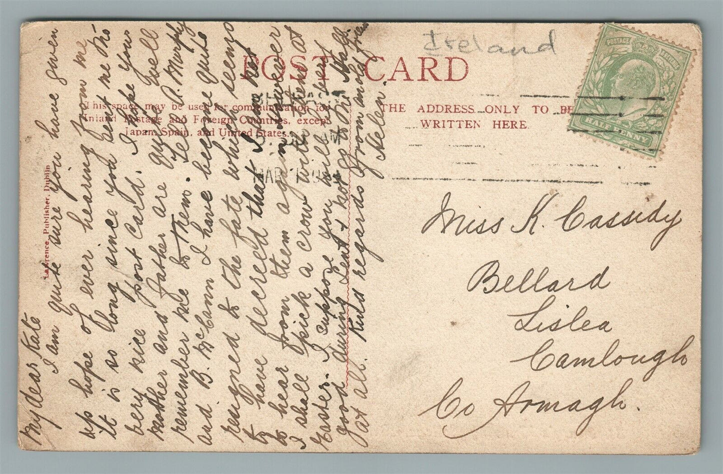 IRELAND BELFAST ST. MARY'S TRAINING COLLEGE ANTIQUE POSTCARD