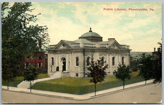 PHOENIXVILLE PA PUBLIC LIBRARY ANTIQUE POSTCARD