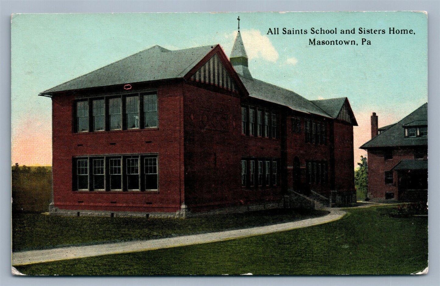 MASONTOWN PA ALL SAINTS SCHOOL & SISTERS HOME ANTIQUE POSTCARD