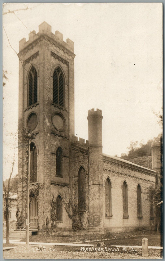 MONTOUR FALLS NY EPISCOPAL CHURCH ANTIQUE REAL PHOTO POSTCARD RPPC