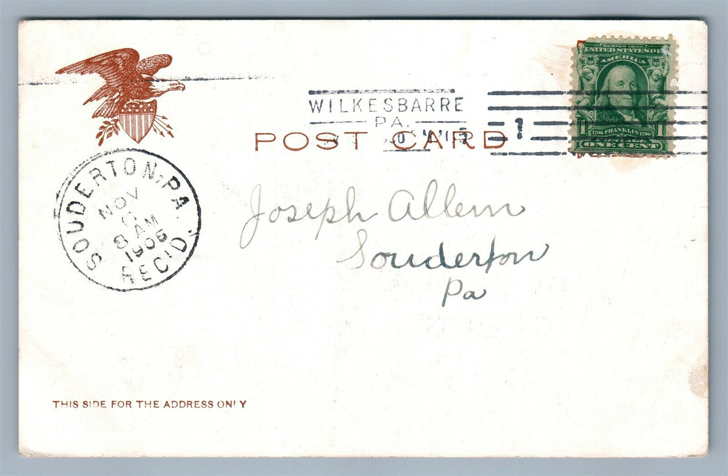 WILKES-BARRE PA RIVER FRONT & COMMON ANTIQUE POSTCARD