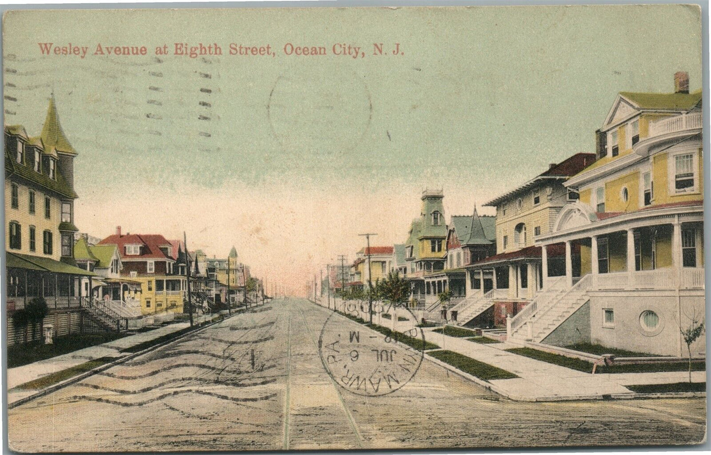 OCEAN CITY NJ WESLEY AVENUE ANTIQUE POSTCARD