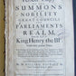 1685 SUMMONS of NOBILITY to PARLIAMENTS by William Dugdale antique London