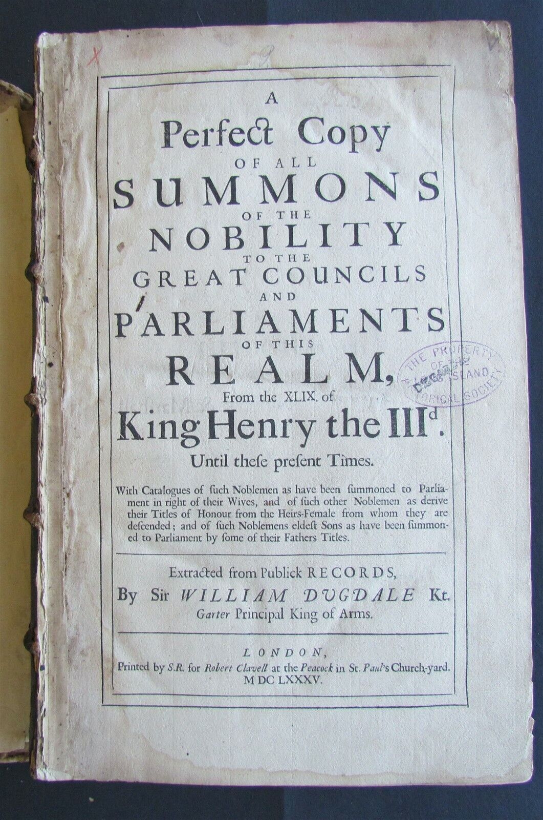 1685 SUMMONS of NOBILITY to PARLIAMENTS by William Dugdale antique London