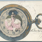 PHOTOMONTAGE LADY IN POCKET WATCH 1906 ANTIQUE REAL PHOTO POSTCARD RPPC