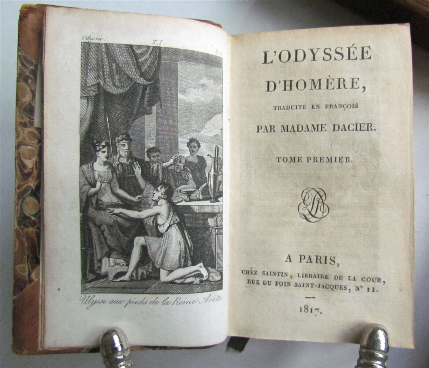 1817 HOMEROS Odyssey antique 3 volumes in FRENCH ILLUSTRATED