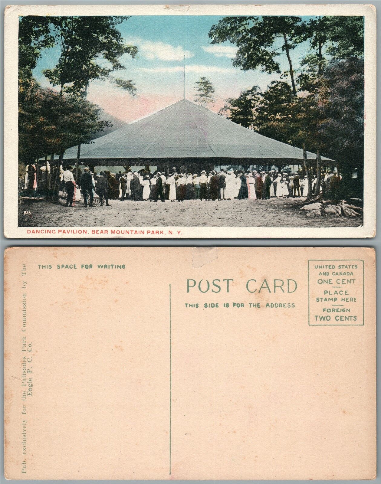 BEAR MOUNTAIN PARK  N.Y. DANCING PAVILION ANTIQUE POSTCARD
