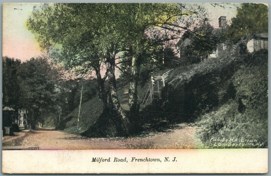 FRENCHTOWN NJ MILFORD ROAD ANTIQUE POSTCARD