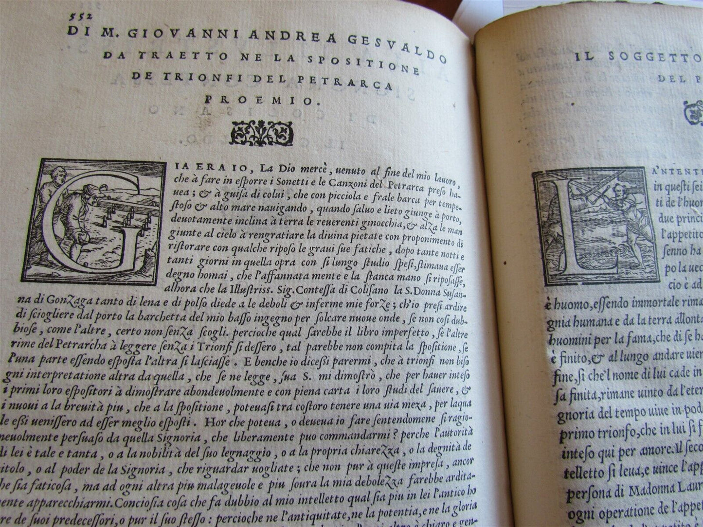 1553 PETRARCH VELLUM BINDING antique Con l'espositione di M. Giovanni Gesualdo