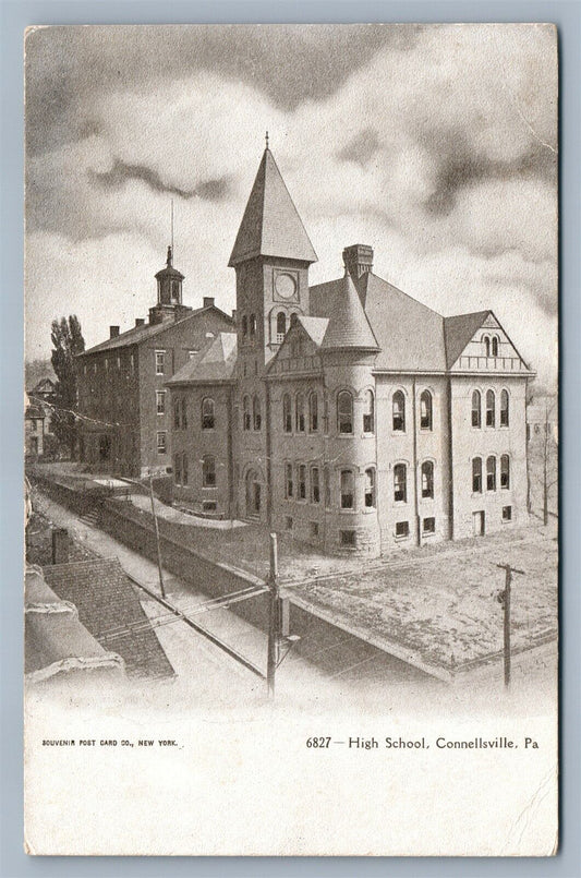CONNELLSVILLE PA HIGH SCHOOL 1910 ANTIQUE POSTCARD