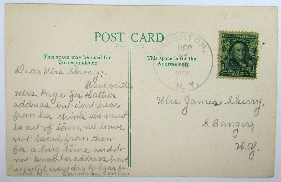 1906 ANTIQUE POSTCARD FLAT ROCK RAPIDS BRUSHTON N.Y.