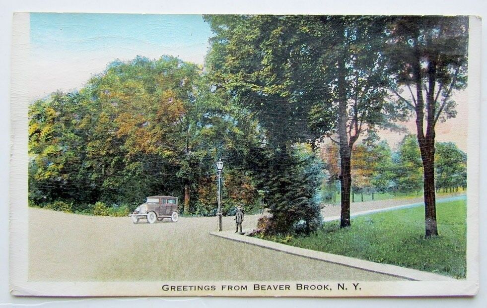 VINTAGE 1937 POSTCARD GREETINGS FROM BEAVER BROOK N.Y.