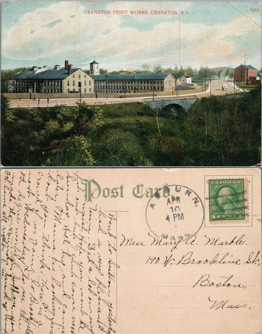 CRANSTON PRINT WORKS CRANSTON R.I. ANTIQUE POSTCARD