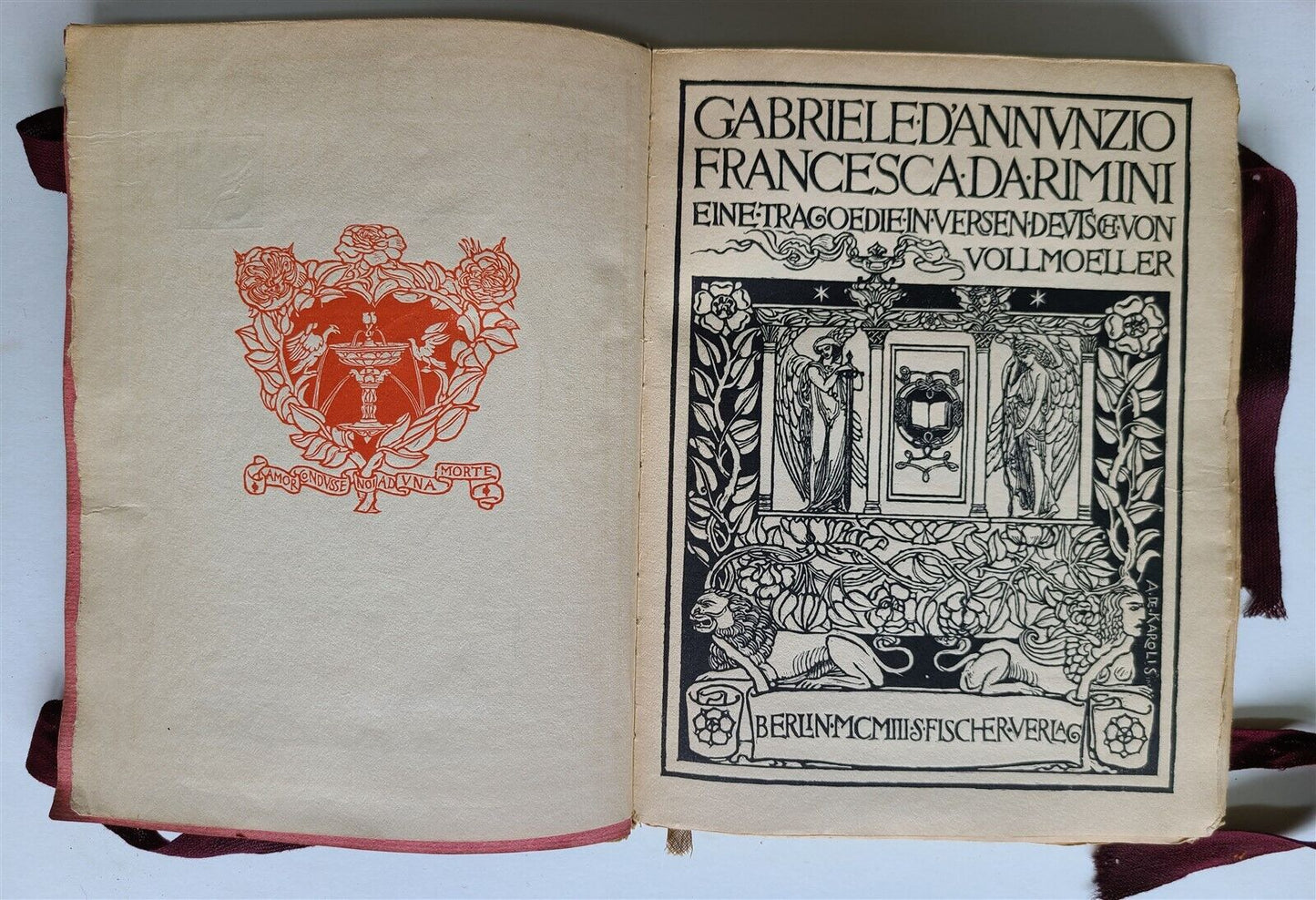 1903 FRANCESCA DA RIMINI EINE TRAGOEDIE IN VERSEN antique by GABRIELE D'ANNUNZIO