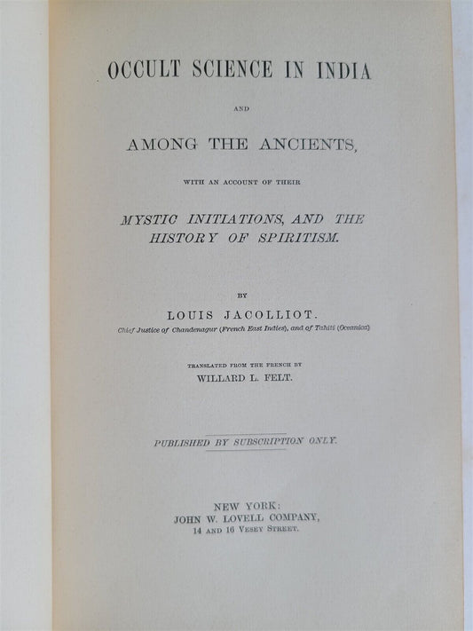 1864 OCCULT SCIENCE in INDIA MYSTIC INITIATIONS & HISTORY of SPIRITISM antique