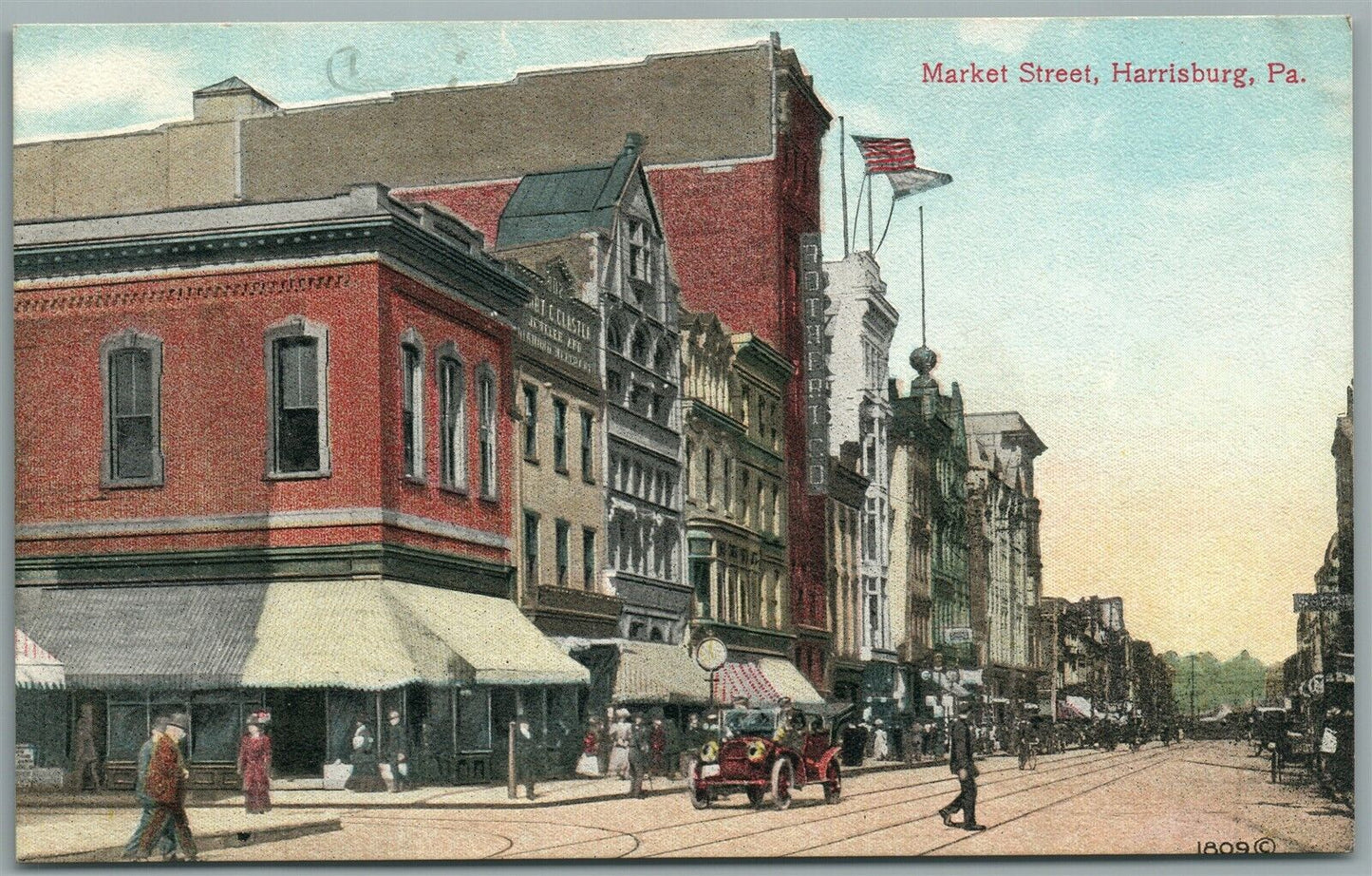HARRISBURG PA MARKET STREET ANTIQUE POSTCARD