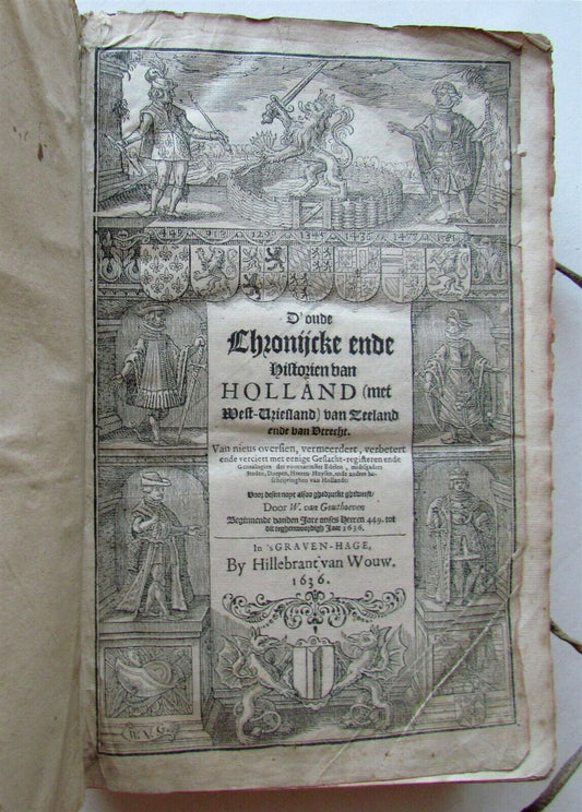 1636 NETHERLANDS HISTORY ILLUSTRATED VELLUM BINDING antique FOLIO