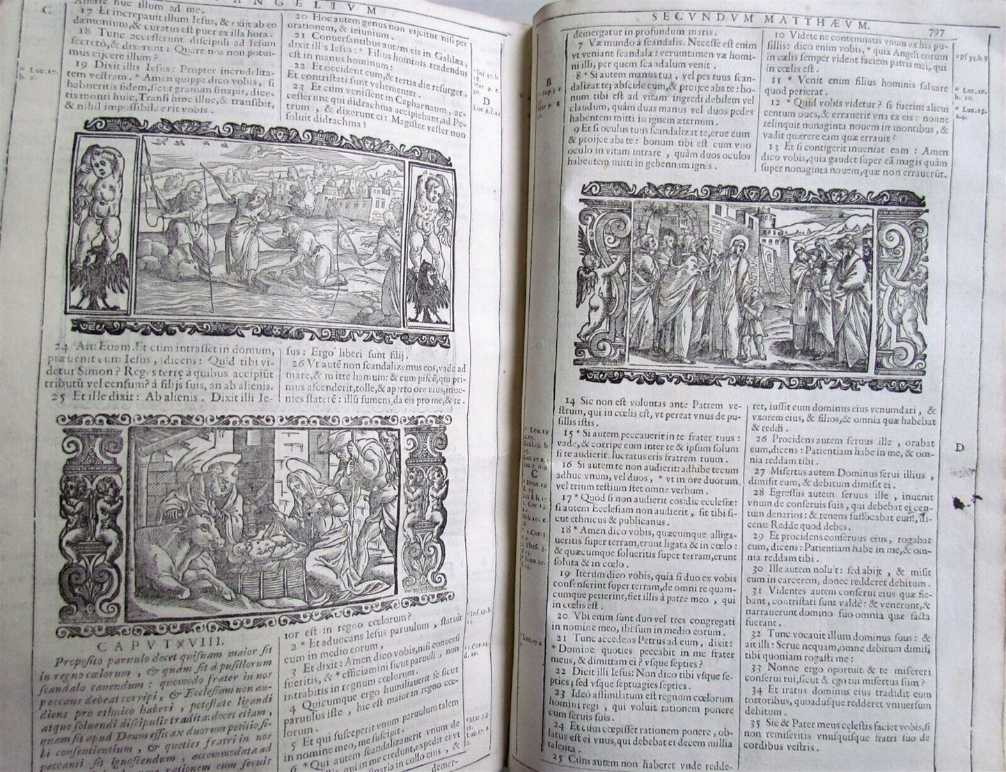 1688 BIBLE ILLUSTRATED BIBLIA SACRA antique VELLUM BOUND