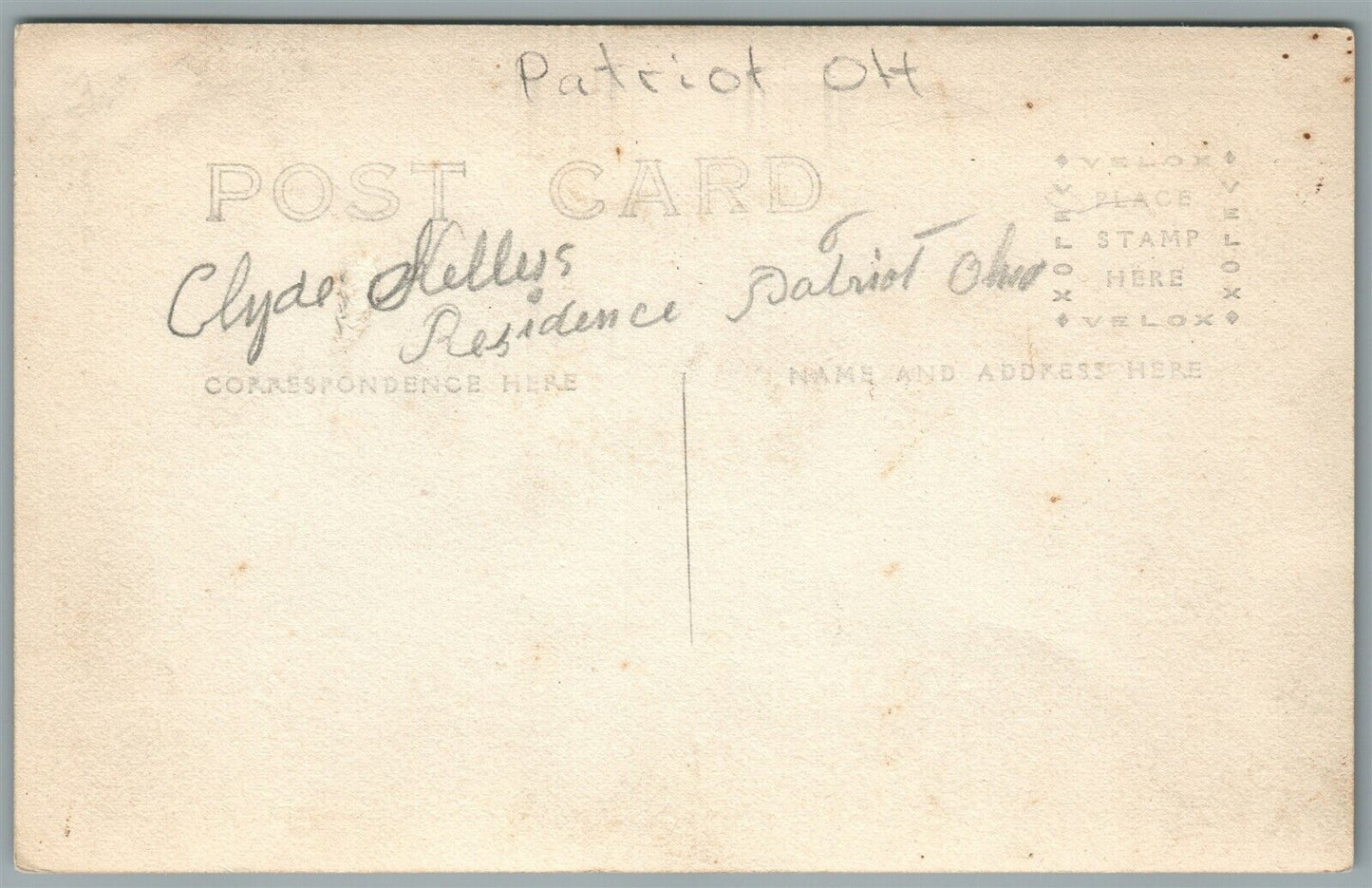 PATRIOT OH KELLER'S ANTIQUE REAL PHOTO POSTCARD RPPC