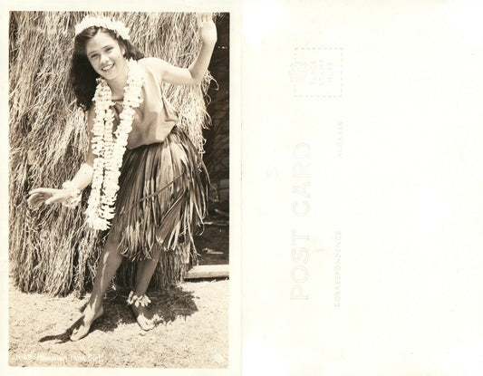 HAWAIIAN HULA GIRL VINTAGE REAL PHOTO POSTCARD RPPC