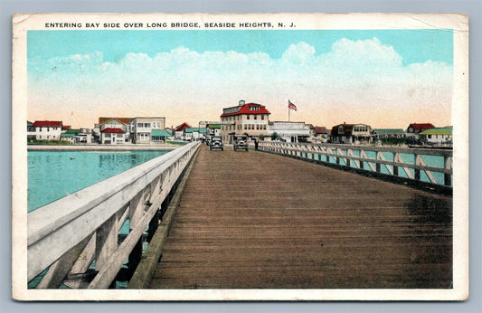 SEASIDE HEIGHTS NJ ENTERING BAY SIDE OVER LONG BRIDGE VINTAGE POSTCARD