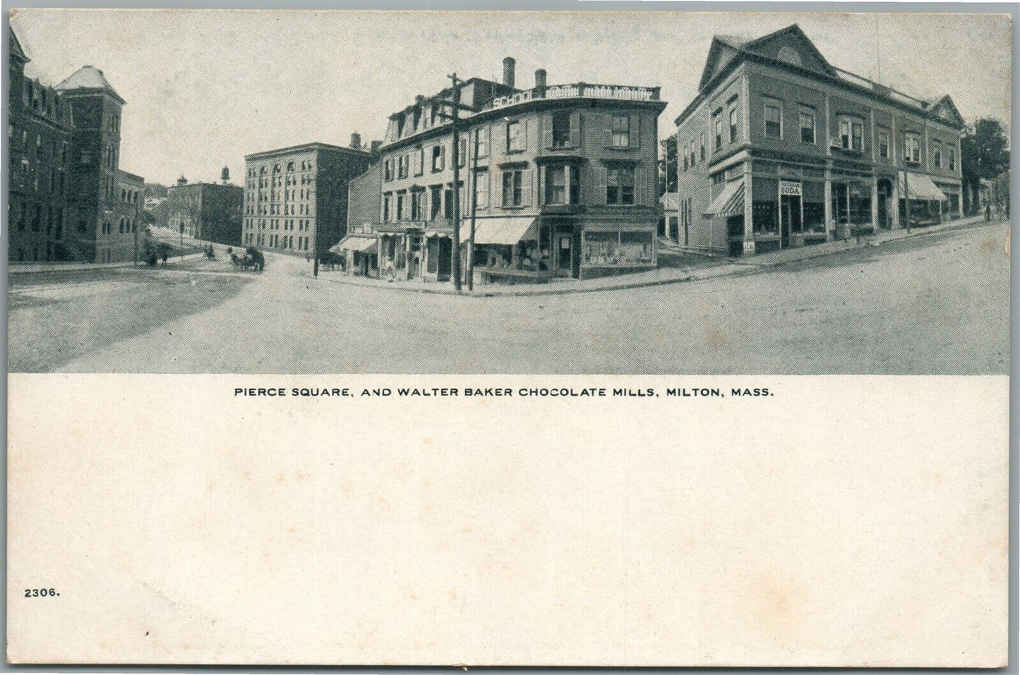 MILTON MA PIERCE SQUARE ANTIQUE POSTCARD