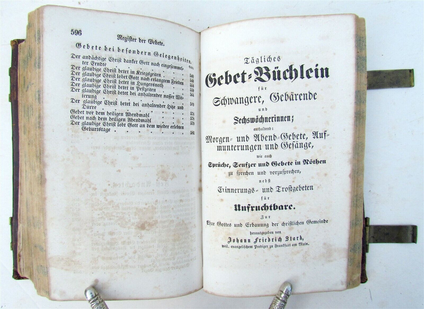 1856 GERMAN DAILY PRAYERS BOOK By Johann Stark antique AMERICANA Philadelphia