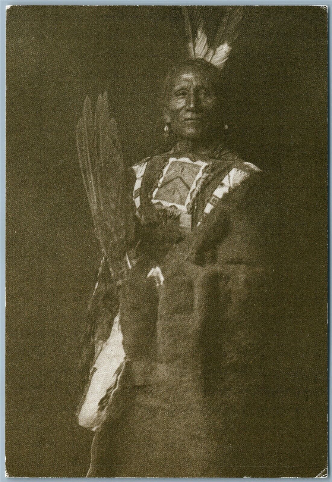 GRAY BEAR YANKTONAI-SIOUX INDIAN 1989 POSTCARD photo by E.S.CURTIS