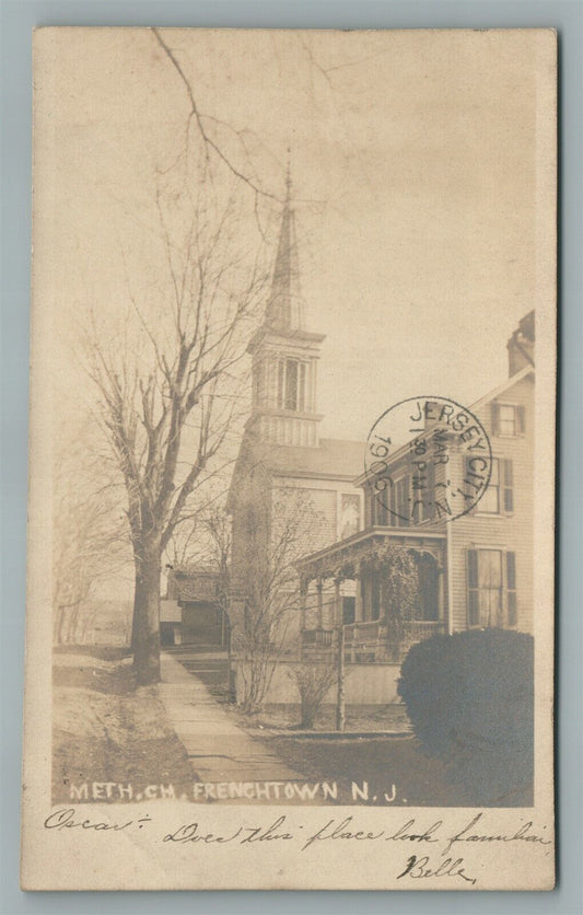 FRENCHTOWN NJ METHODIST CHURCH ANTIQUE REAL PHOTO POSTCARD RPPC