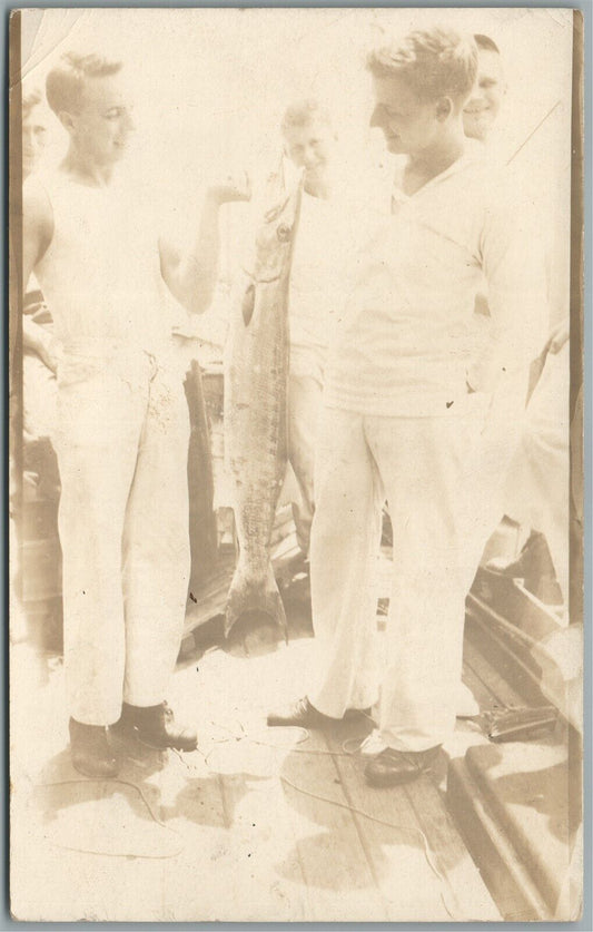 FISHERMEN ANTIQUE REAL PHOTO POSTCARD RPPC