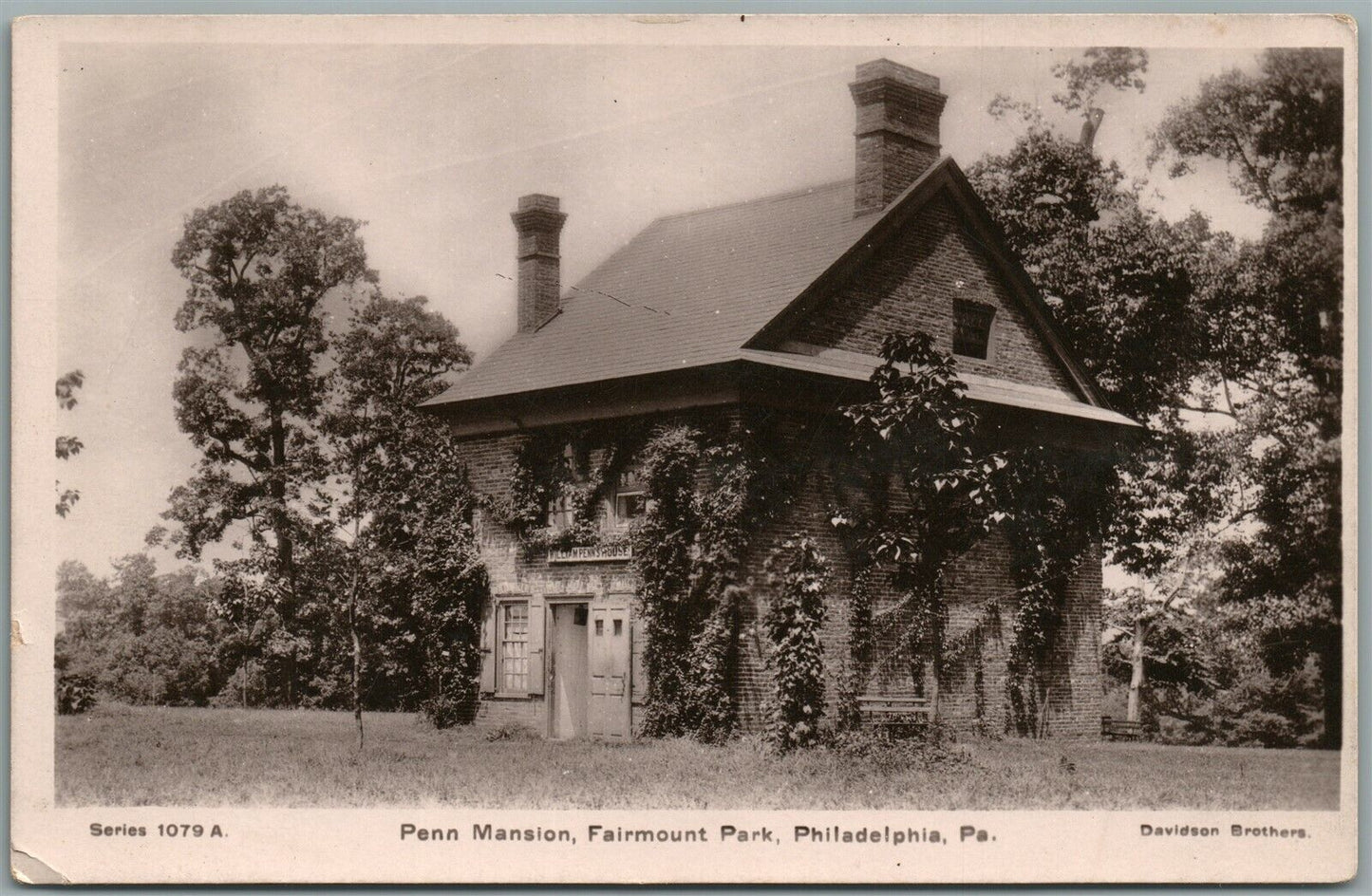 PHILADELPHIA PA PENN MANSION ANTIQUE REAL PHOTO POSTCARD RPPC