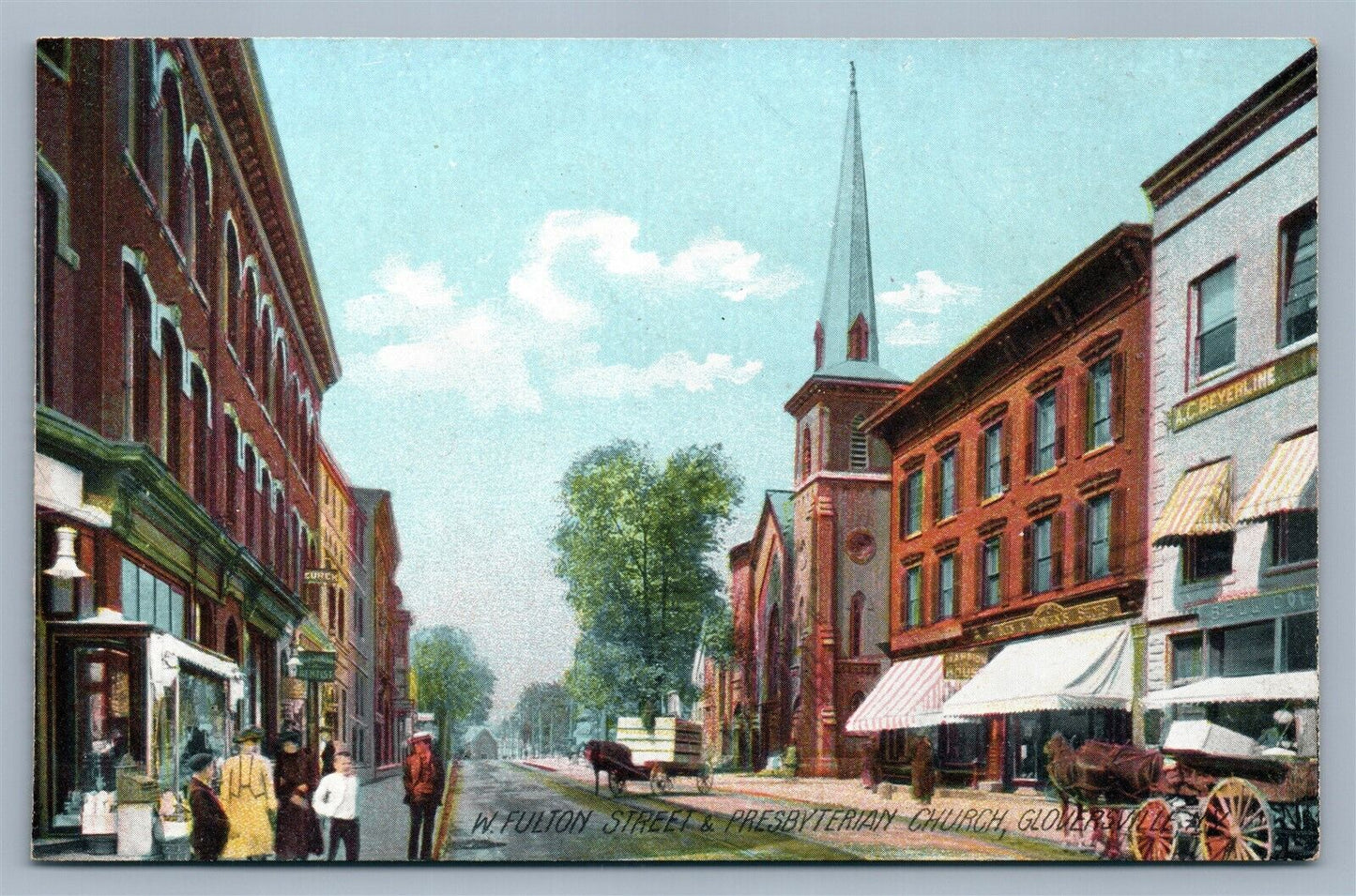 CLOVERSVILLE NY W.FULTON STREET PRESBYTERIAN CHURCH ANTIQUE POSTCARD