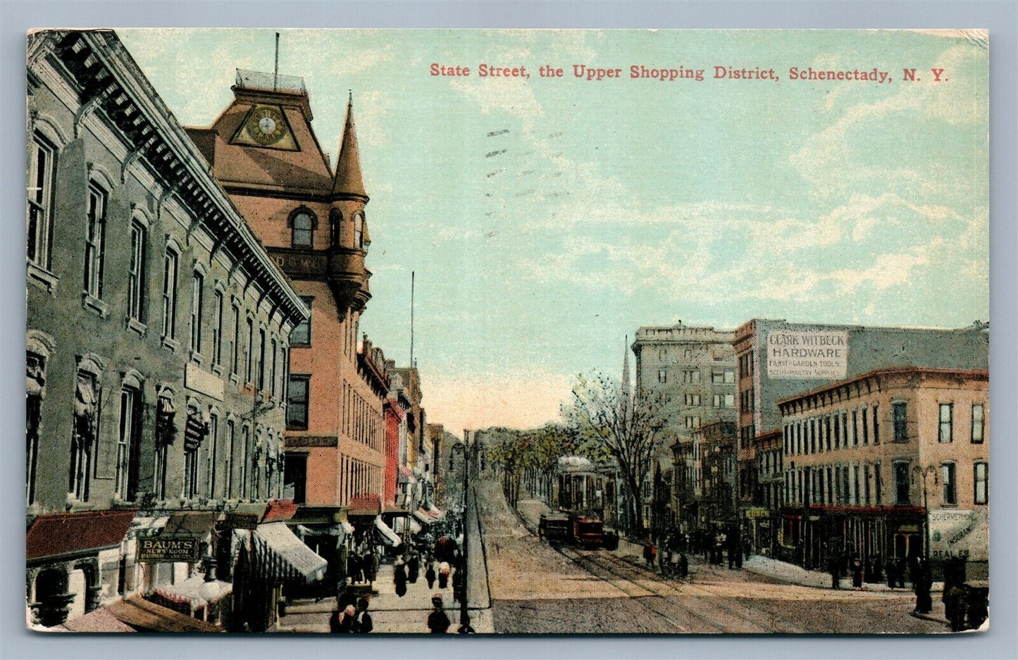 SCHENECTADY NY STATE STREET 1912 ANTIQUE POSTCARD