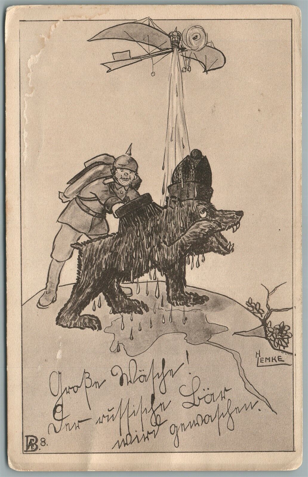 WWI MILITARY PATRIOTIC PROPAGANDA ANTIQUE POSTCARD ARTIST SIGNED