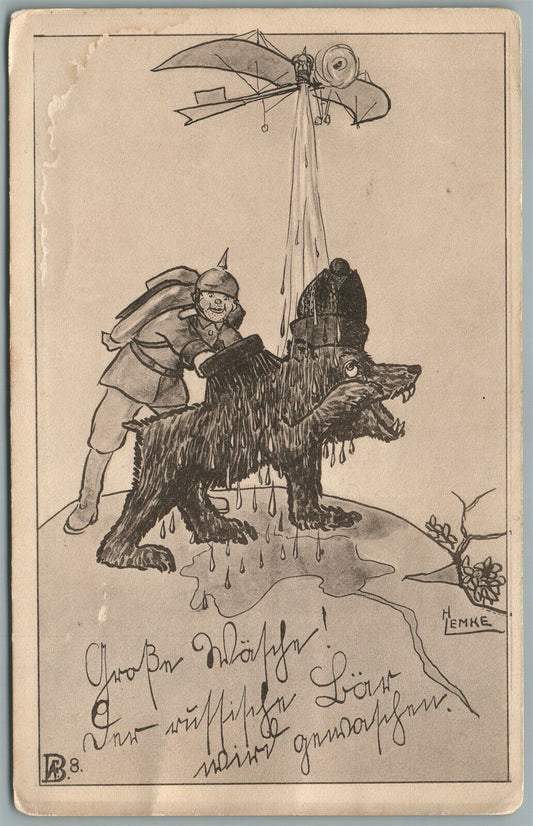 WWI MILITARY PATRIOTIC PROPAGANDA ANTIQUE POSTCARD ARTIST SIGNED