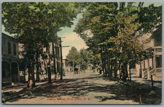 FORT PLAIN NY CENTER STREET ANTIQUE POSTCARD