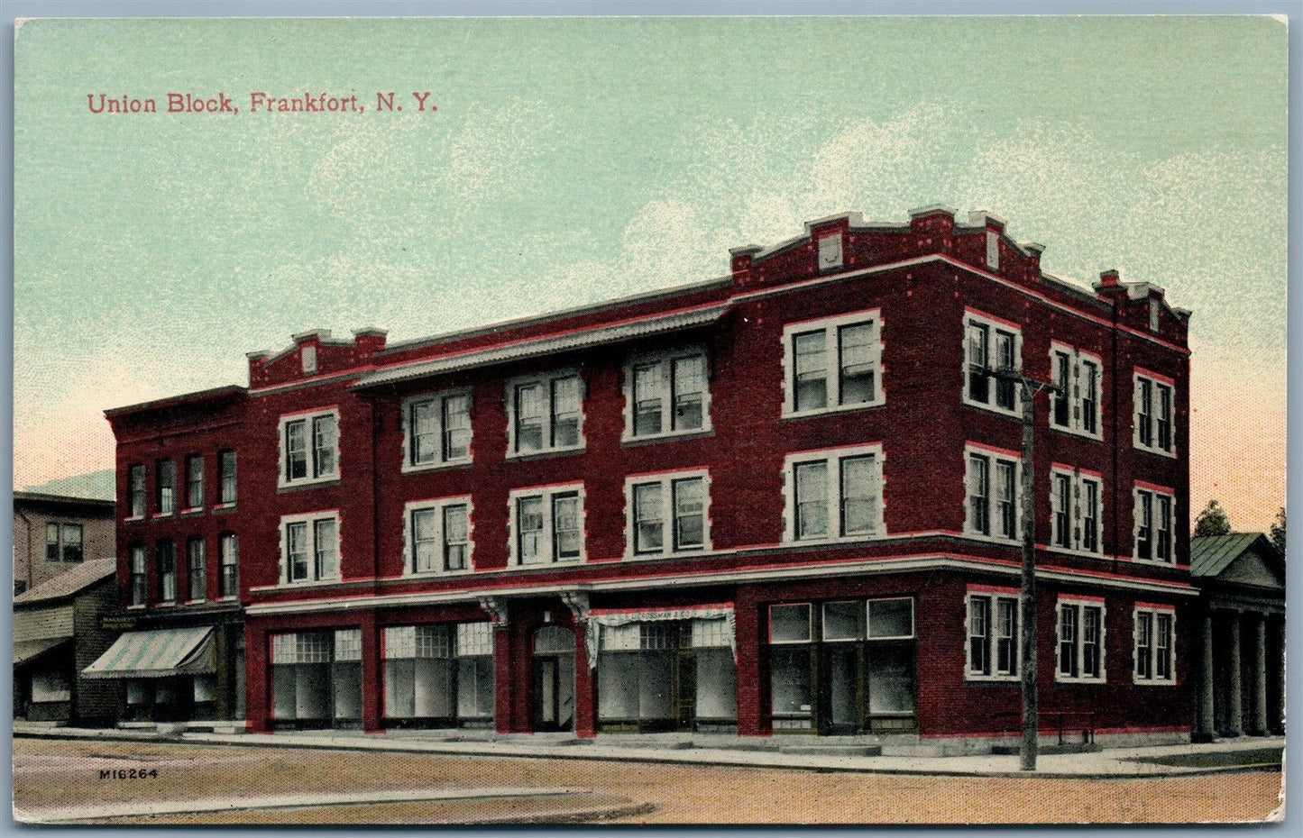 FRANKFORT NY UNION BLOCK ANTIQUE POSTCARD