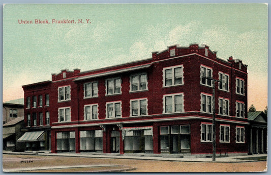 FRANKFORT NY UNION BLOCK ANTIQUE POSTCARD