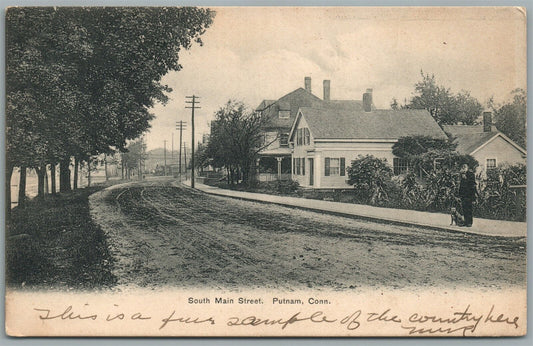 PUTNAM CT SOUTH MAIN STREET ANTIQUE POSTCARD