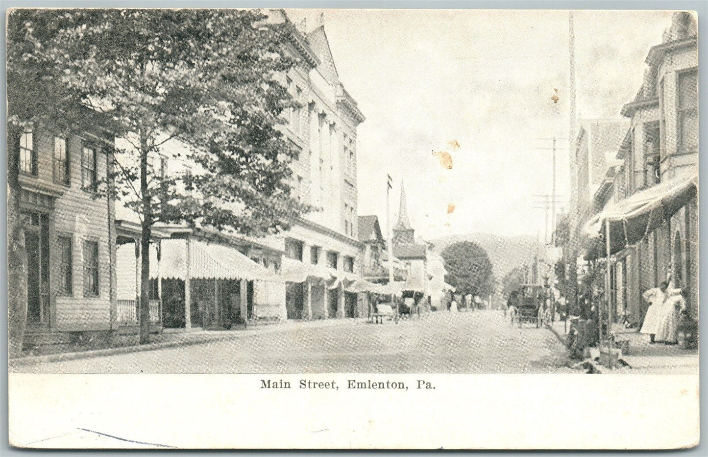 EMPLENTON PA MAIN STREET 1908 ANTIQUE POSTCARD