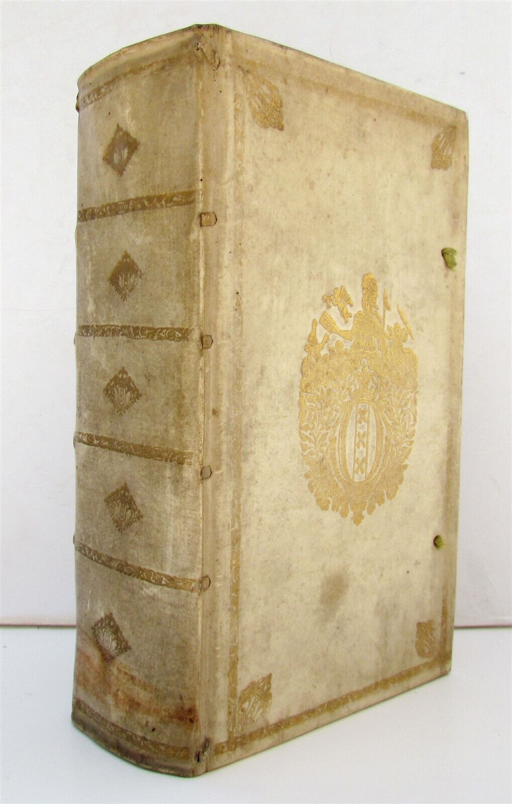 1782 POMPONII MELA De Situ Orbis AMSTERDAM ARMORIAL VELLUM BINDING antique