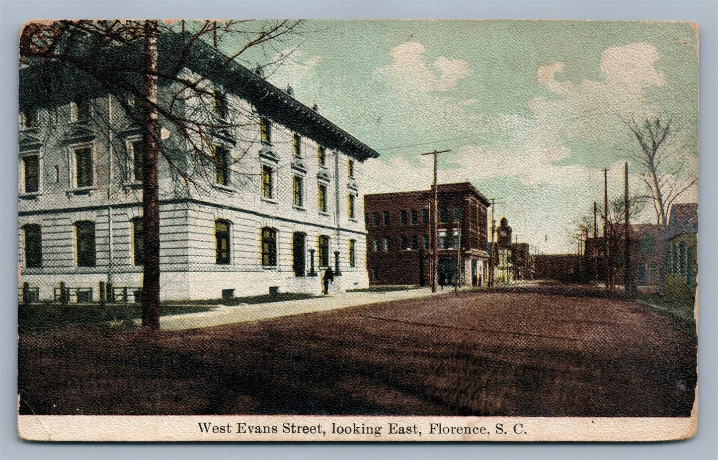 FLORENCE SC WEST EVANS STREET ANTIQUE POSTCARD