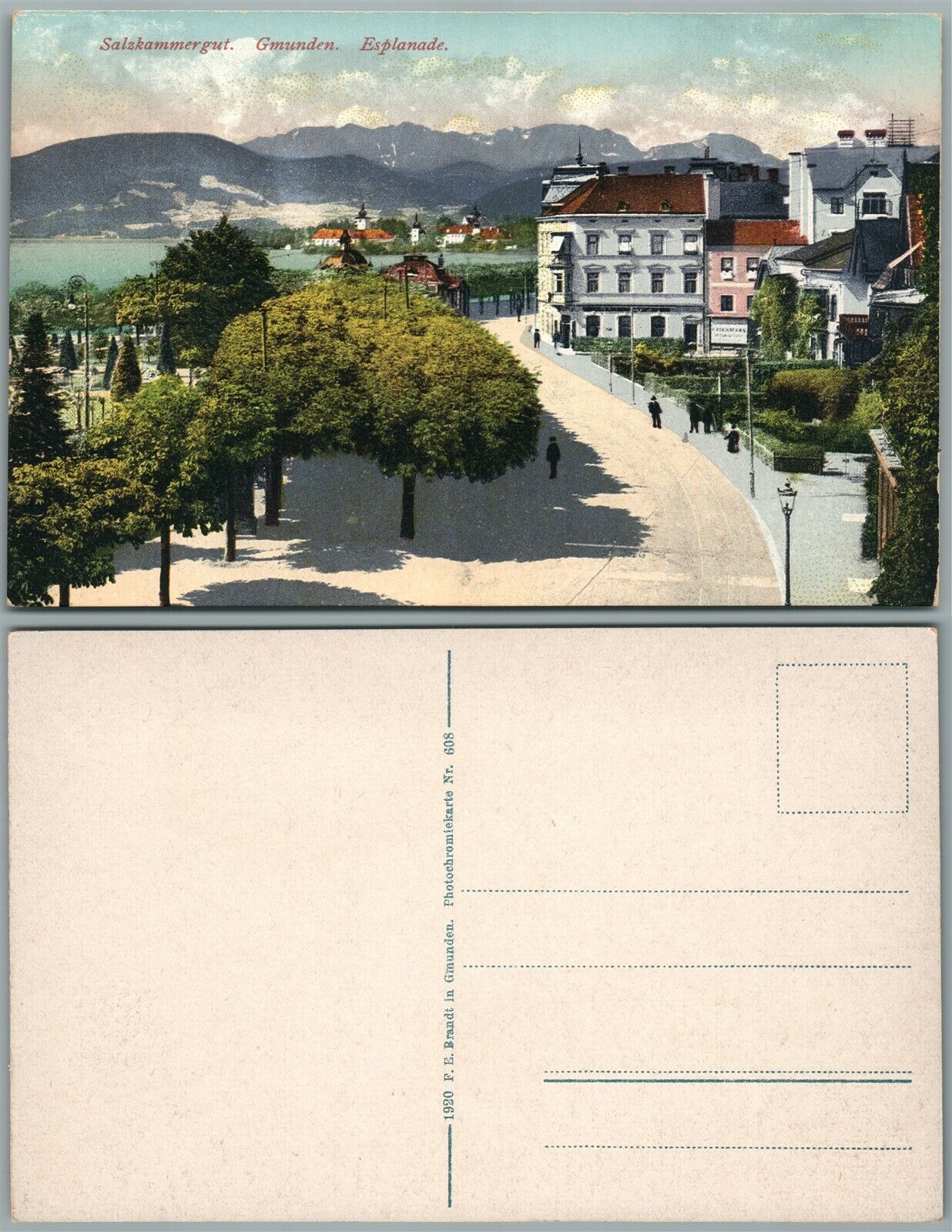 SALZKAMMERGUT GMUNDEN AUSTRIA ESPLANADE ANTIQUE POSTCARD