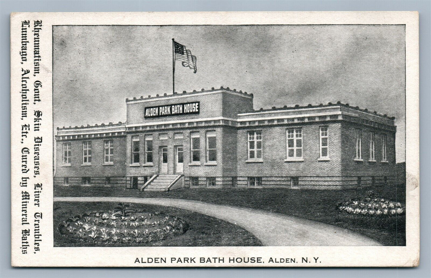 ALDEN NY PARK BATH HOUSE 1909 ANTIQUE POSTCARD