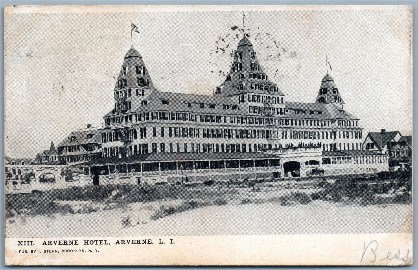 ARVERNE HOTEL LONG ISLAND NY 1906 UNDIVIDED ANTIQUE POSTCARD